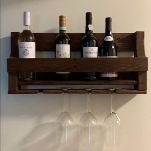 Chestnut stain wooden mount wall rack.